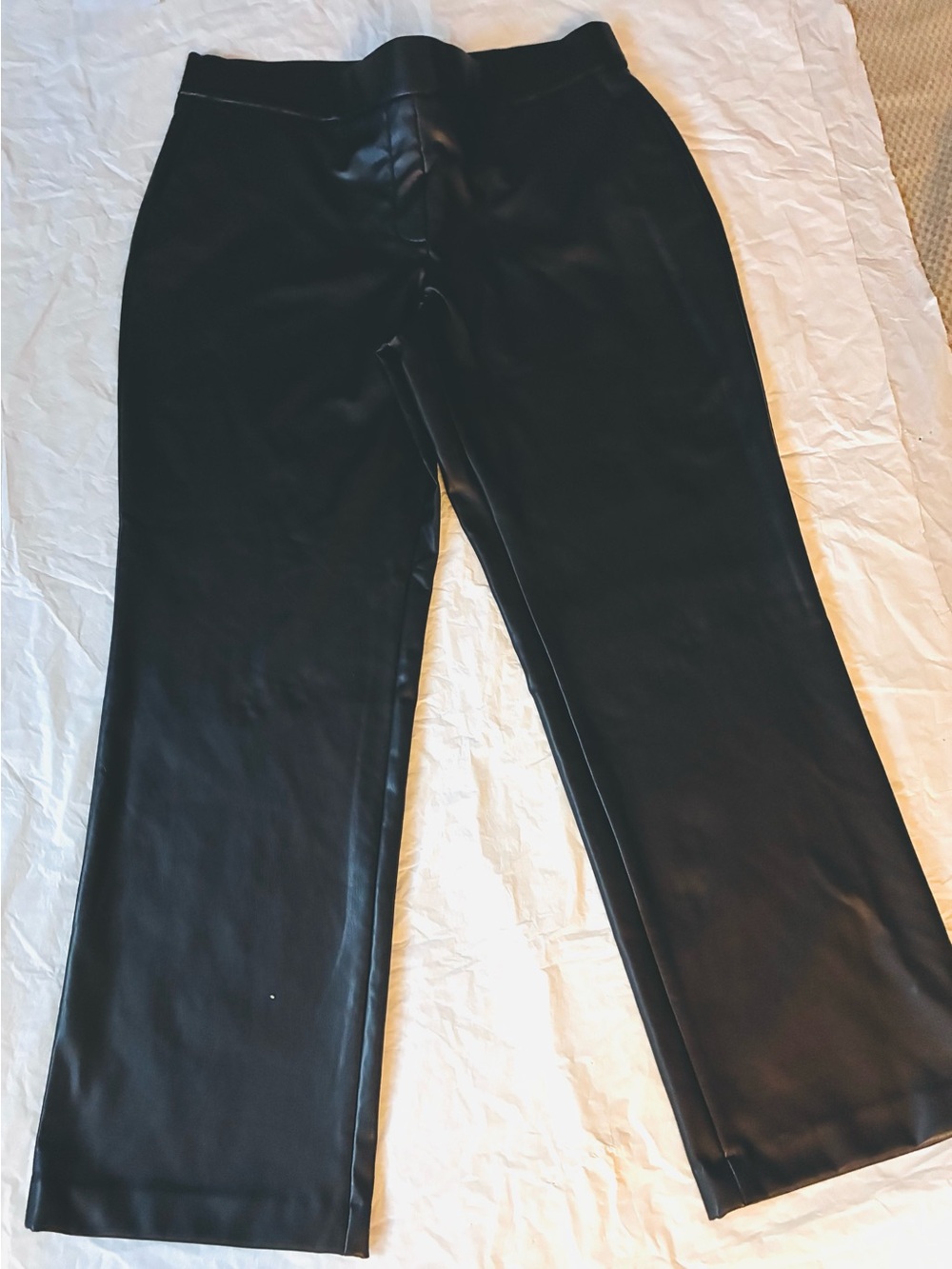 And Klein Black Faux Leather Women’s pull on pants size XL/ 4 pockets